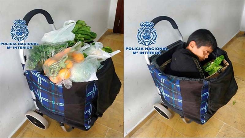 Hallan un ni&ntilde;o de 10 a&ntilde;os cruzando la frontera con Espa&ntilde;a escondido en un carrito de la compra