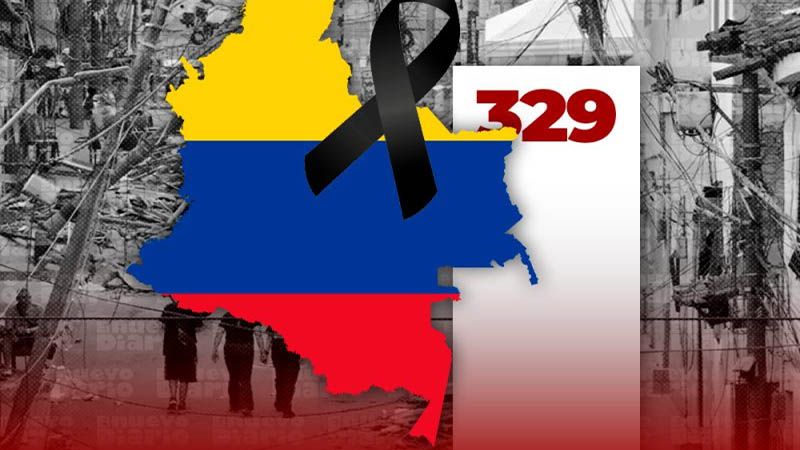Al menos 329 personas han fallecido en el terremoto de Colombia y 247 siguen desaparecidas