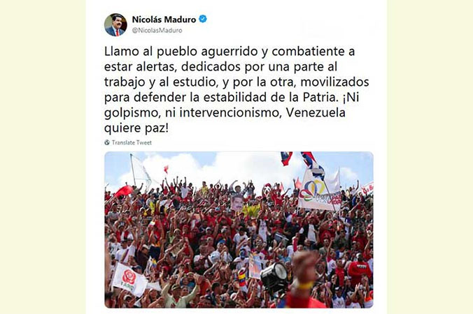 Maduro llama a la paz